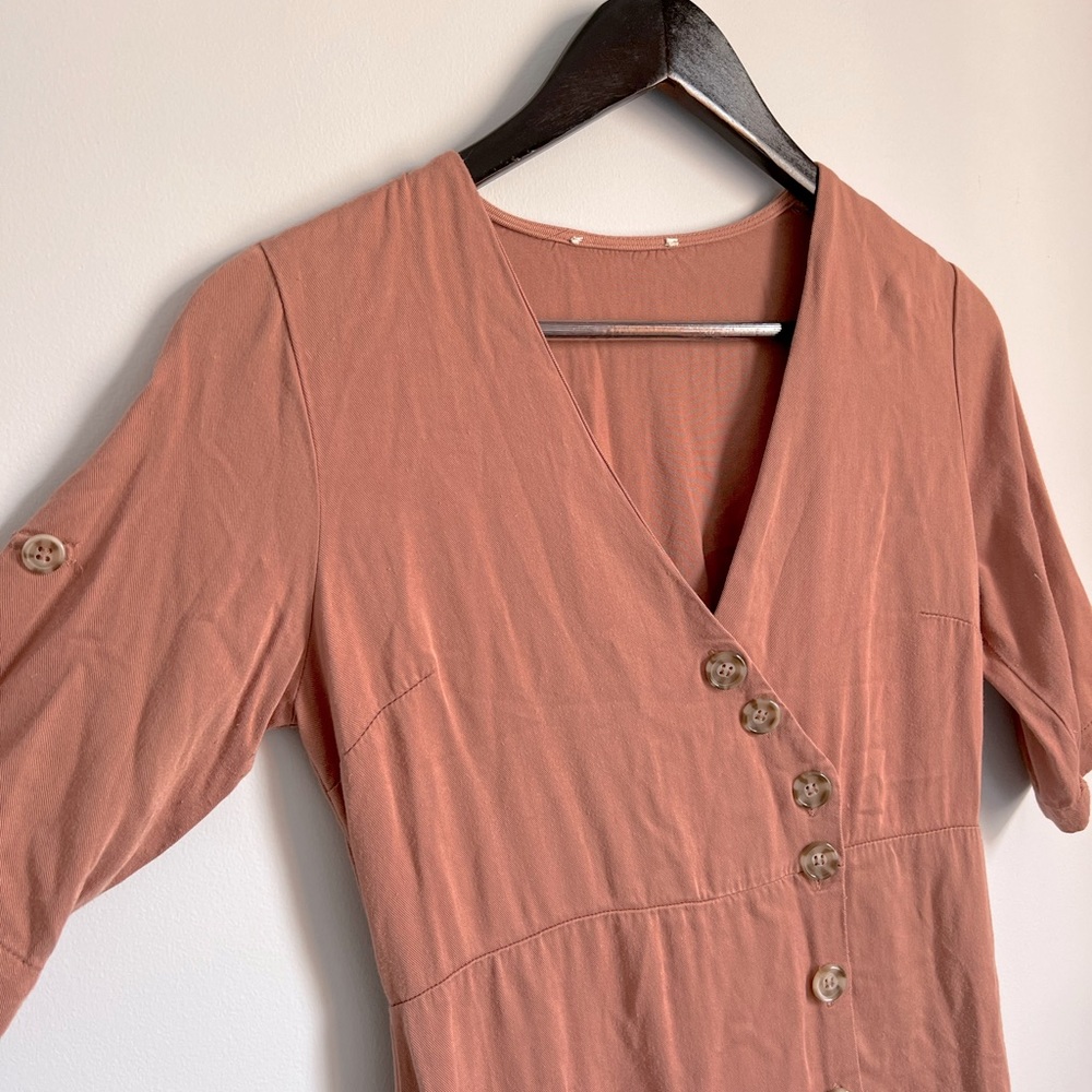 Mauve Tortoise Shell Button Dress - Picture 2 of 4